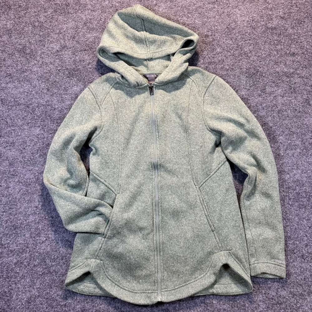 Eddie Bauer Radiator 2.0 Full Zip Hoodie Womens Small Green Fleece Sweater Knit